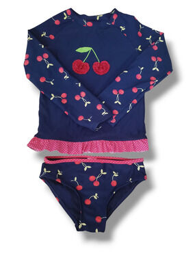 Gymboree Girls 6 Rashguard Swimsuit Very Cherry